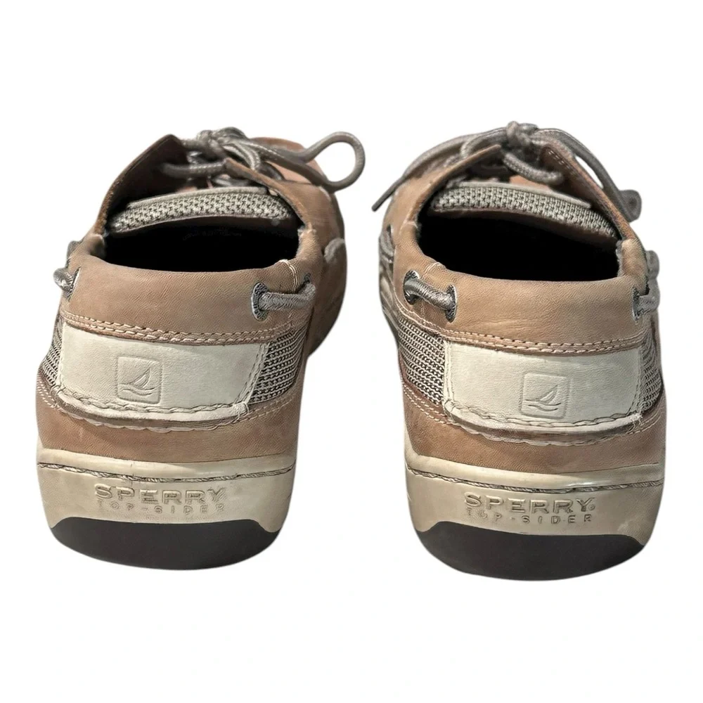 Sperry Top-Sider Men’s Boat Shoes Tan Leather Mesh 2-Eye Deck Shoes‎ Size 10M